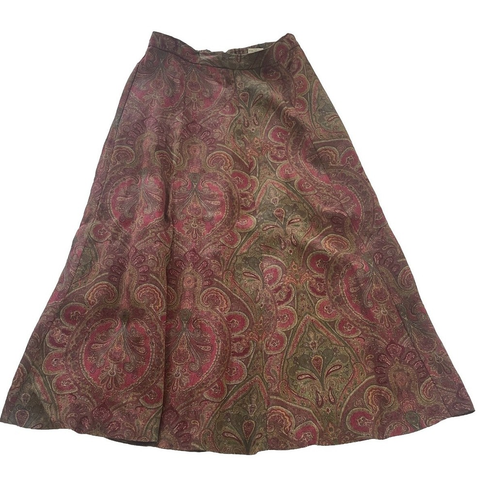 Vintage Koret Petites 10 Multicolor Paisley‎ Long Skirt 100% Rayon Boho Hippie